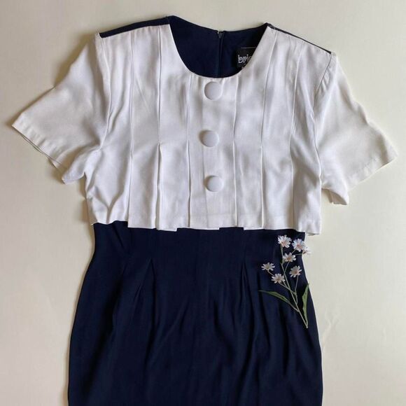 Vintage navy & white dress - Picture 2 of 7